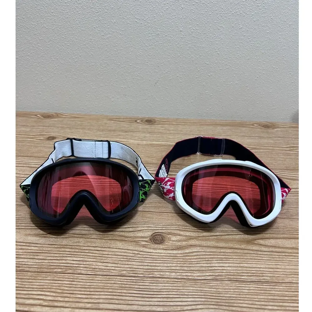 Bollé Ski Snowboard Goggles Red/Green Straps Tinted Dual Lens Adult Unisex (2)